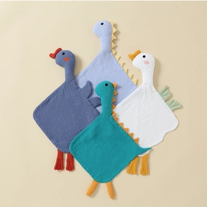 Baby Security Blanket Muslin Cotton Soothing Towel Animal Dinosaur Swan Soft Infant Comforter Toy