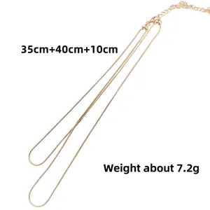 Double layered gold snake bone chain necklace with round beads, 35cm-40cm length