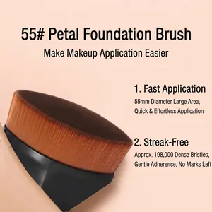 Seamless Foundation Brush Petal Shaped Hexagonal Handle High Density Soft Bristles Portable Makeup Tool With Case