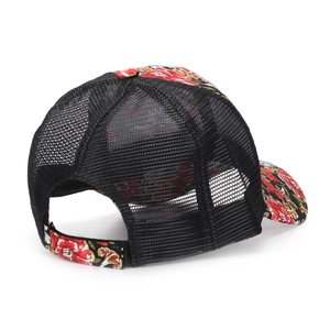 Women's breathable mesh baseball cap with floral pattern and adjustable back strap