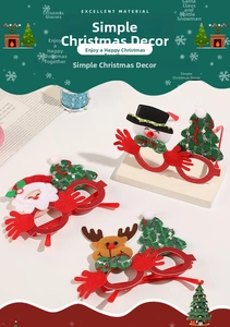 Detailed view of festive Christmas eyewear frames featuring Santa and Reindeer designs
