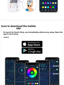 Smartphone app interface for RGB LED strip control with music sync and timer settings