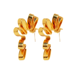 Modern gold-finish wave earrings featuring creative folded lines and abstract metallic design