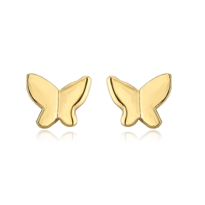 Primer plano de mini pendientes de mariposa bañados en oro de 18K con piedras circón