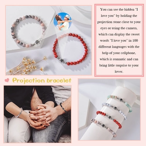 Bracelet de projection en pierre naturelle 6mm avec Je t'aime en 100 langues