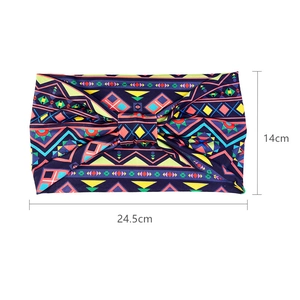 Bohemian wide elastic sports headband with geometric print and 14x24.5cm dimensions