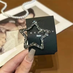 Detailaufnahme einer silbernen Stern-Haarklammer mit glitzernden dunklen Strasssteinen