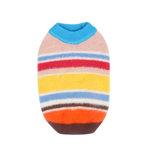Colorful rainbow striped pet sweater in soft knit fabric for small dogs and cats