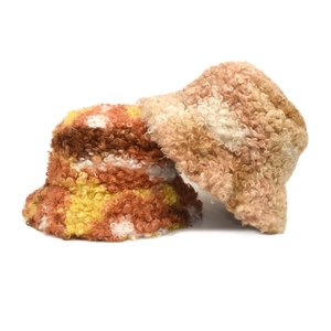 Chapeau Seau En Laine D'agneau Teint Par Nouage Hiver Chaud Épais Extérieur Mode Teddy Polaire Pour Femmes Voyage