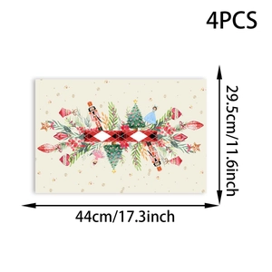 Detailed size chart for 4-piece Christmas snowflake placemat set 29.5cm by 44cm