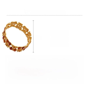 Detail specifications of a vintage gold-toned stretch bracelet with teardrop enamel inlays