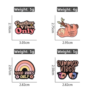 Beach style enamel pins with rainbow, sloth, and sunglasses designs in zinc alloy paint