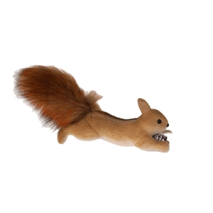 Realistic foam squirrel ornament with pine cone for Christmas tree decoration on white background