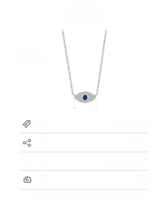 Macro view of S925 sterling silver evil eye pendant necklace with technical size details