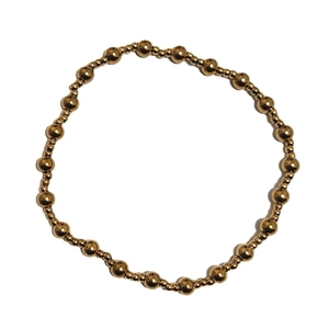 Bracciale in acciaio inossidabile placcato oro 18K con perle di due diverse dimensioni