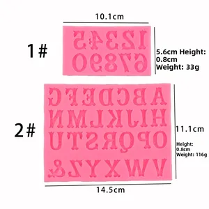 Detailed size and weight specs for pink silicone alphabet and number fondant molds