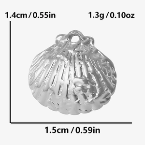 Diagramme détaillé montrant les dimensions et le poids du pendentif coquillage en inox