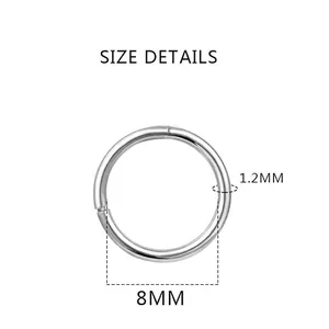 316L titanium steel BCR captive bead ring 1.2mm gauge 8mm inner diameter size details