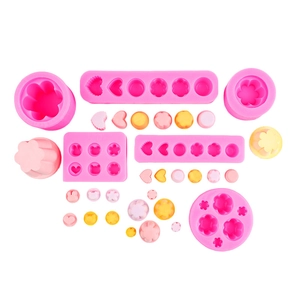 Stampi in silicone rosa per candele e saponi con forme di coniglio, orso e fiori decorativi