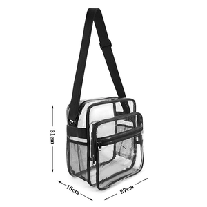 Sac bandoulière en PVC transparent de 27x31x16cm avec sangle noire réglable