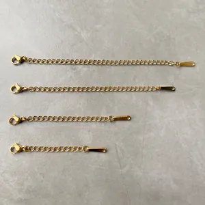 Stainless Steel Jewelry Extender Chain Adjustable Tail Chain With Lobster Clasp Metal Tag Minimalist DIY Accessory