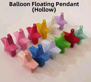 Star shaped hollow balloon weights in various colors for party ceiling decorations