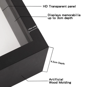 Detail view of the 3cm deep shadow box frame with high-definition transparent panel