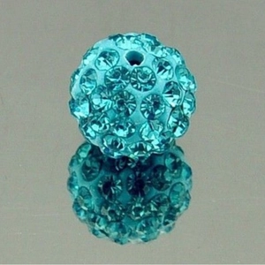 Blaue 8mm glitzernde Kristall-Ton-Shamballa-Perle mit Mikro-Strasssteinen und Reflexionen