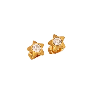 Minimalistische goldene Stern-Ohrstecker mit einem funkelnden runden Zirkonia-Stein