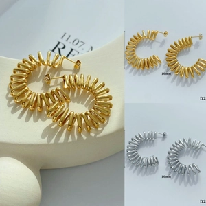 Boucles D'oreilles Créoles En Forme De C Spirale En Acier Inoxydable Bijoux De Mode Minimalistes Pour Femmes
