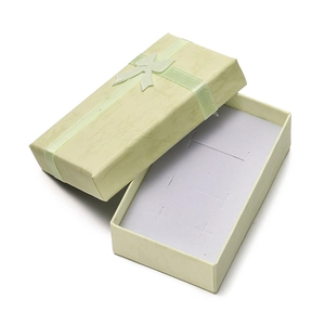 Rectangle paper jewelry gift box with ribbon bow and sponge insert for rings and earrings