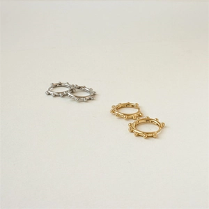 Minimalist 14K gold and silver plated hoop earrings with bead charms, 925 silver stamp