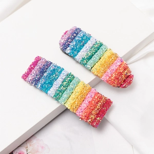 Pinza Para El Cabello Con Lentejuelas Arcoíris Brillante Aleación Metal Colorido Pico De Pato Horquilla Para Mujeres Niñas Accesorios Para El Cabello