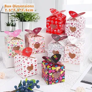 Valentine Day Gift Box Cardboard Heart Window Candy Packaging For Wedding Engagement Party Celebration Decorative Patterned