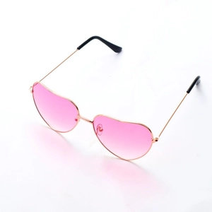 Pink gradient heart shaped sunglasses with fine gold metal frame for women fashion