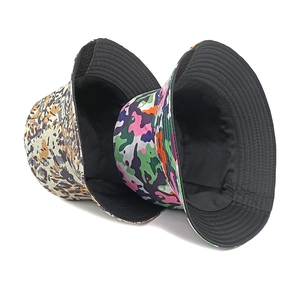 Unisex camouflage and leopard print bucket hats for outdoor sun protection and hiking