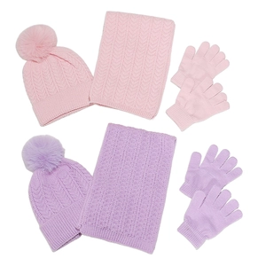 Kinder Winter Zopfstrick Mütze Schal Und Handschuhe Acryl Warm Outdoor Kleinkind Beanie Mit Bommel