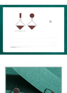 Macro view of S925 sterling silver geometric earrings with red enamel and hollow triangles