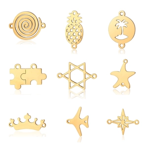 Minimalist Stainless Steel DIY Charms Pendants For Jewelry Making Supplies Crown Heart Starfish Pineapple Tree Infinity Design