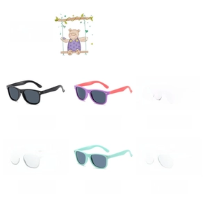 Mise à plat de six lunettes de soleil pour enfants avec protection UV en divers coloris