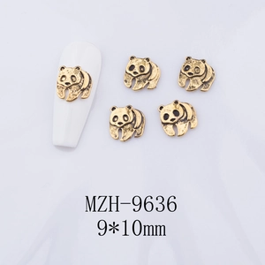 Detail of 9x10mm antique gold panda charms for DIY nail art and metal decoration