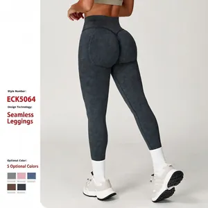 Nahtlose Yogahose Mit Hoher Taille Für Damen Scrunch Butt Po Lifting Gym Leggings Säurewäsche Nylon Elasthan Sport Tights Fitness