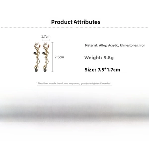 Detailed size specifications for butterfly floral tassel earrings with acrylic water drops