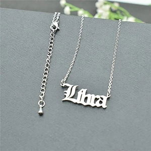 Gothic style Libra zodiac pendant necklace made of stainless steel with adjustable chain