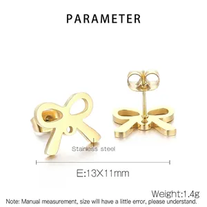 Dettagli orecchini a farfalla in acciaio inossidabile dorato, 13x11mm, peso di 1,4g