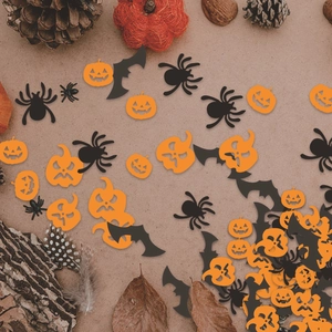 Confettis Halloween Citrouille Araignée Chauve-souris Formes Carton Décorations De Table Fournitures De Fête Ornement Effrayant