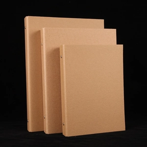 Vintage brown kraft paper binder set with three sizes and metal rivets for office storage