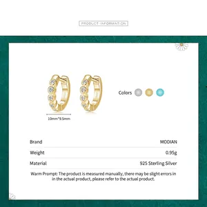 S925 sterling silver 18K gold hoop earrings with sparkling zircon crystals for women