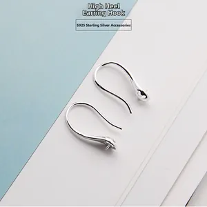 S925 sterling silver high heel earring hooks for DIY jewelry making and pearl mounts