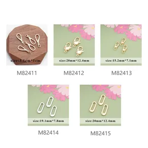 Size comparison chart for 18k gold plated and rhodium DIY jewelry clasps for necklaces